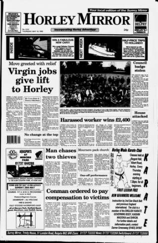 cover page of Horley & Gatwick Mirror published on May 18, 1995