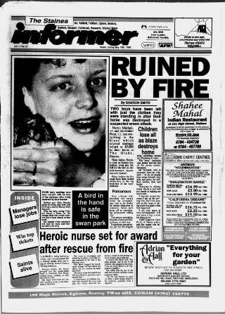 cover page of Staines Informer published on May 18, 1990