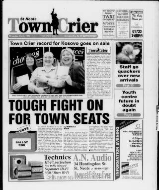 cover page of St Neots Town Crier published on May 6, 1999