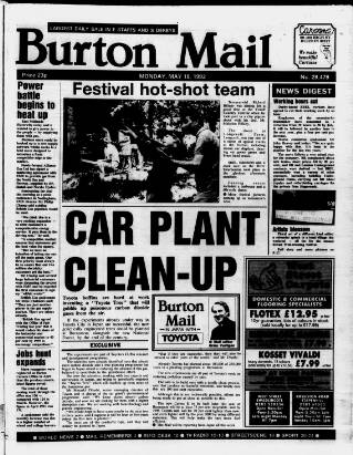 cover page of Burton Daily Mail published on May 18, 1992