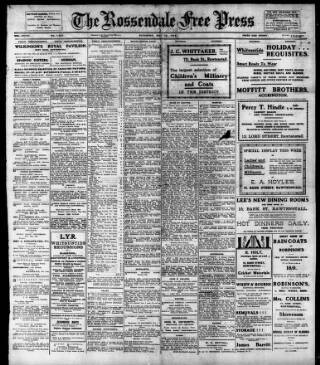 cover page of Rossendale Free Press published on May 18, 1912