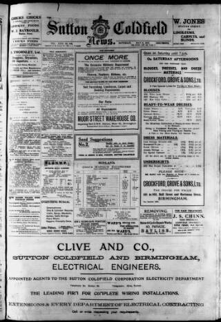 cover page of Sutton Coldfield News published on May 18, 1912