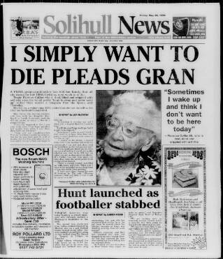 cover page of Solihull News published on May 28, 1999