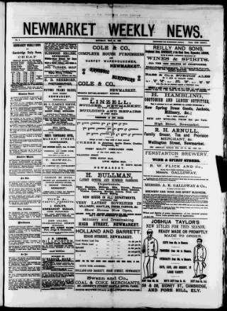 cover page of Newmarket Weekly News published on May 18, 1889