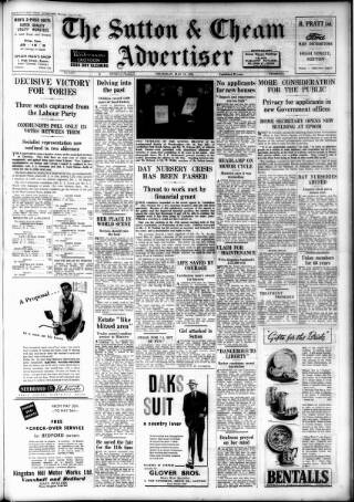 cover page of Sutton & Epsom Advertiser published on May 18, 1950