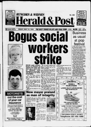 cover page of Runcorn & Widnes Herald & Post published on May 18, 1990