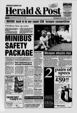 cover page of Middlesbrough Herald & Post published on May 18, 1994