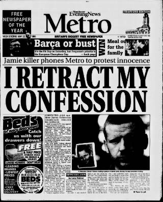 cover page of Manchester Metro News published on May 20, 1999