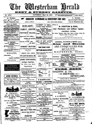 cover page of Westerham Herald published on May 18, 1901