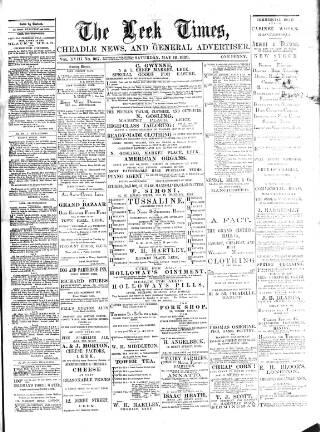cover page of Leek Times published on May 18, 1889