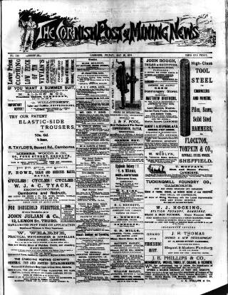 cover page of Cornish Post and Mining News published on May 18, 1894