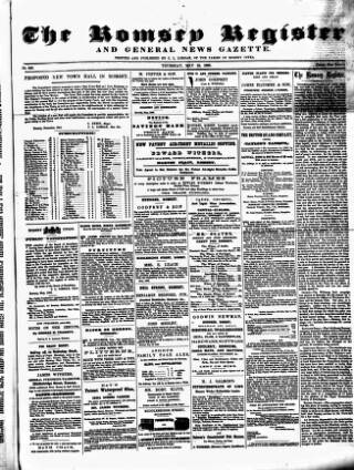 cover page of Romsey Register and General News Gazette published on May 18, 1865