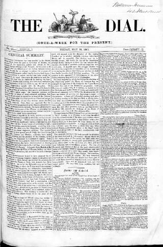cover page of Dial published on May 18, 1860