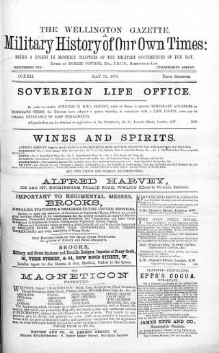 cover page of Wellington Gazette and Military Chronicle published on May 15, 1875