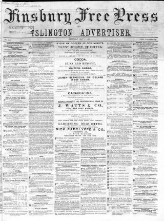cover page of Finsbury Free Press published on May 1, 1869