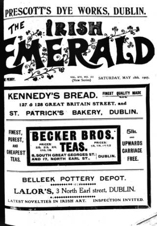 cover page of Irish Emerald published on May 18, 1907