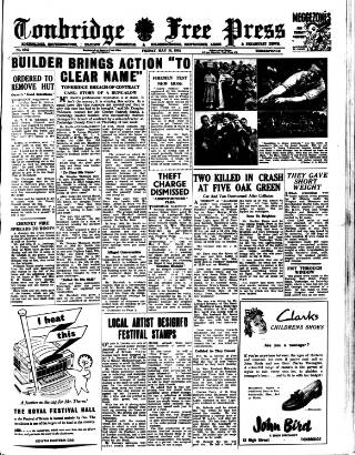 cover page of Tonbridge Free Press published on May 18, 1951