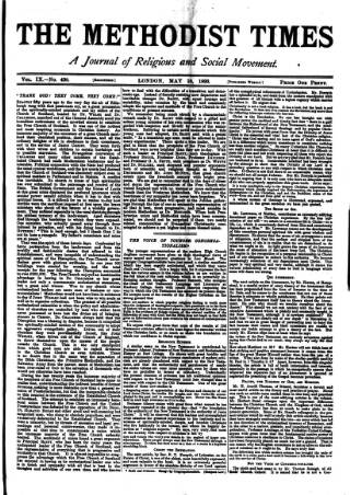 cover page of Methodist Times published on May 18, 1893