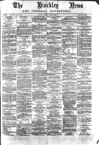 cover page of Hinckley News published on May 18, 1872