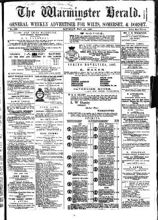 cover page of Warminster Herald published on May 18, 1867