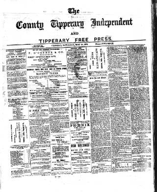 cover page of County Tipperary Independent and Tipperary Free Press published on May 18, 1889