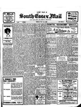 cover page of West Ham and South Essex Mail published on May 18, 1917