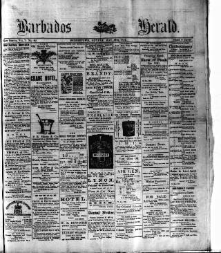 cover page of Barbados Herald published on May 18, 1891
