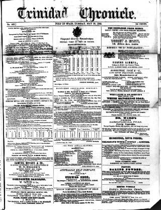cover page of Trinidad Chronicle published on May 18, 1869