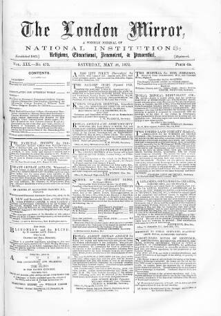 cover page of London Mirror published on May 18, 1872