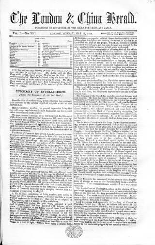 cover page of London & China Herald published on May 18, 1868