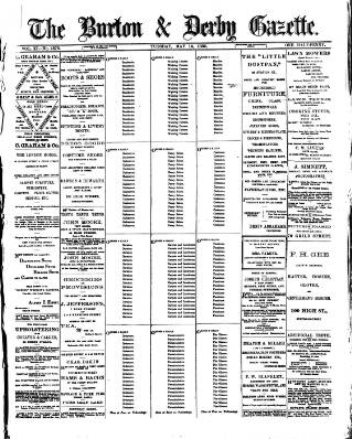 cover page of Burton & Derby Gazette published on May 18, 1886