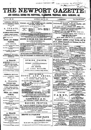 cover page of Newport Gazette published on May 18, 1867