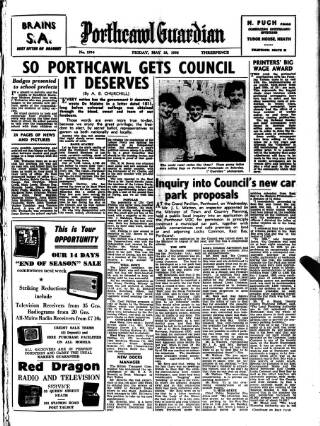 cover page of Porthcawl Guardian published on May 18, 1956