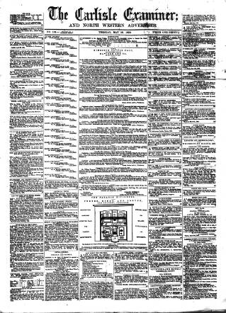 cover page of Carlisle Examiner and North Western Advertiser published on May 18, 1858