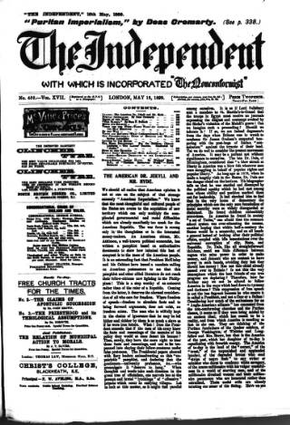 cover page of Nonconformist published on May 18, 1899