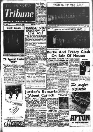 cover page of Munster Tribune published on May 18, 1956
