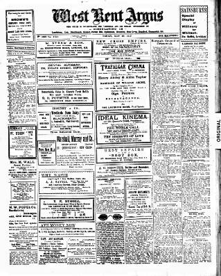 cover page of West Kent Argus and Borough of Lewisham News published on May 18, 1917