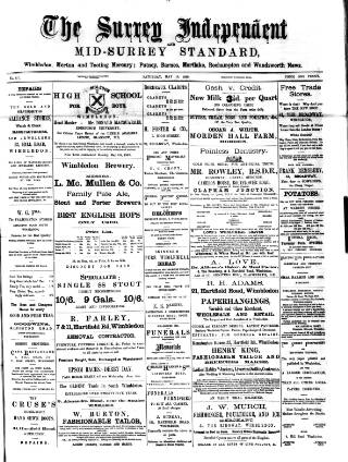 cover page of Surrey Independent and Wimbledon Mercury published on May 18, 1889