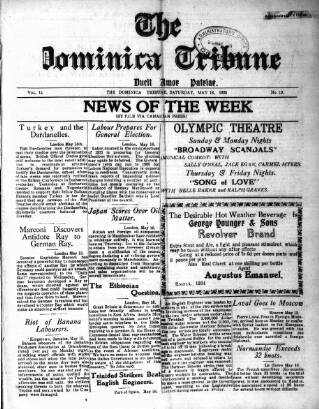 cover page of Dominica Tribune published on May 18, 1935