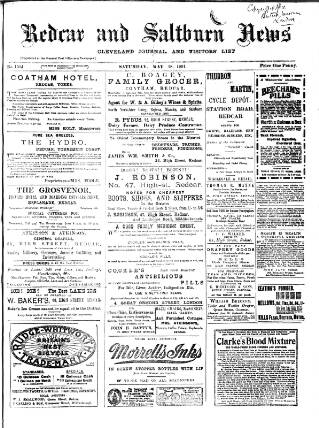 cover page of Redcar and Saltburn News published on May 18, 1901