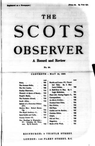 cover page of National Observer published on May 18, 1889