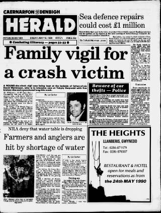 cover page of Caernarvon & Denbigh Herald published on May 18, 1990