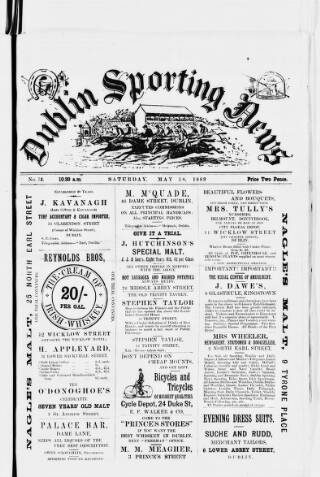 cover page of Dublin Sporting News published on May 18, 1889