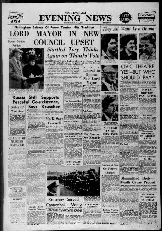 cover page of Nottingham Evening News published on May 18, 1960