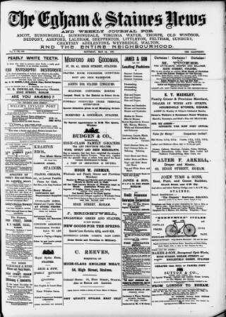 cover page of Egham & Staines News published on May 18, 1901