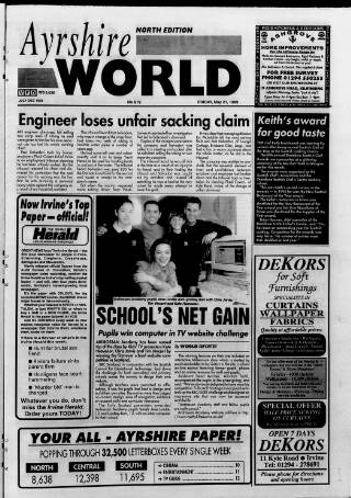 cover page of Ayrshire World published on May 21, 1999