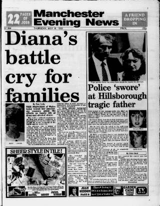cover page of Manchester Evening News published on May 18, 1989