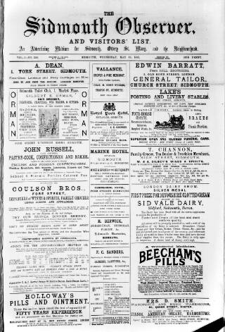 cover page of Sidmouth Observer published on May 18, 1892