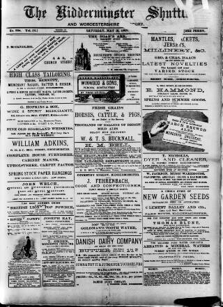 cover page of Kidderminster Shuttle published on May 18, 1889