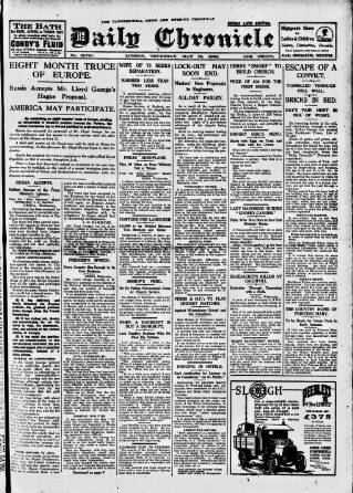 cover page of London Daily Chronicle published on May 18, 1922